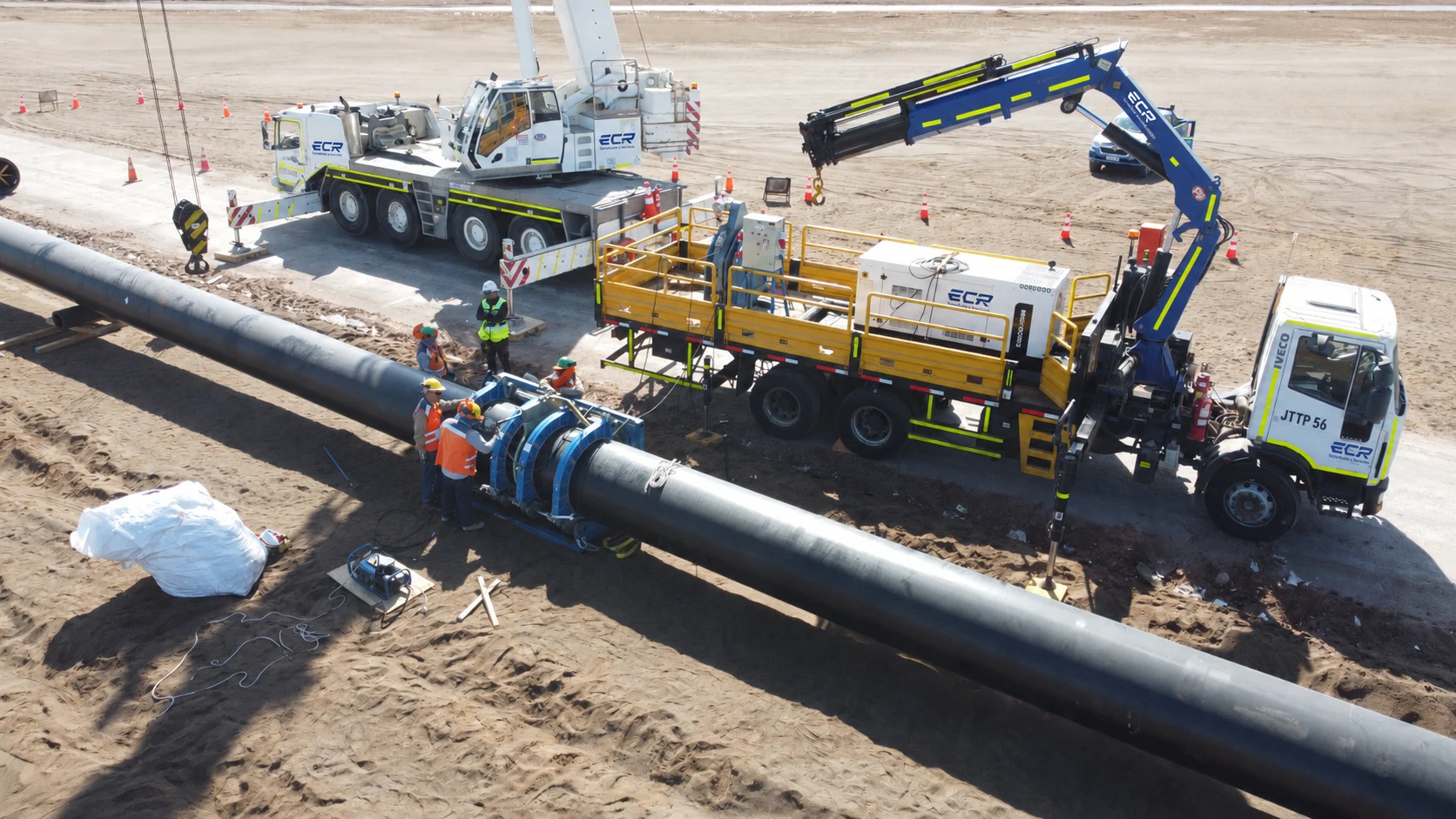Construcción y termofusión de línea HDPE con equipos ECR